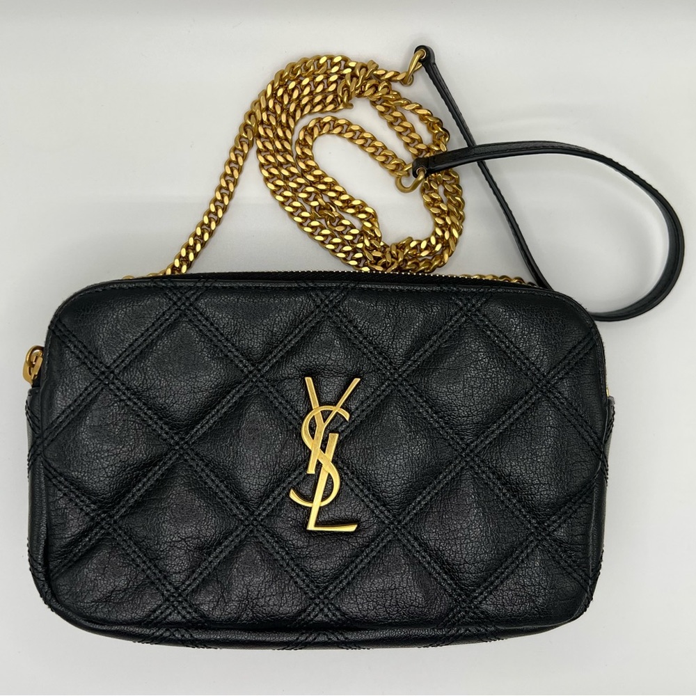 YSL Leather Cross body Becky Diamond Quilted Leather camera bag